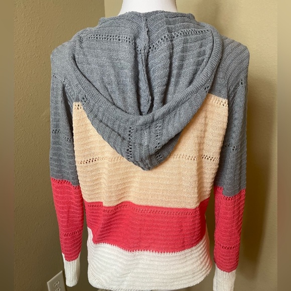 BTFBM Colorblock lightweight mesh zip,up sweater with hood. NWT - Picture 2 of 4